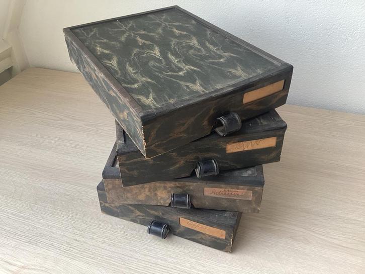 Antieke Archiefdozen - Hout, Karton, Metaal, Antiek en Kunst, Antiek | Kantoor en Zakelijk, Ophalen of Verzenden