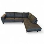 Hoekbank Antraciet Nubukleder 276x215cm - Showroommodel, Ophalen of Verzenden, Zo goed als nieuw, Leer, Modern