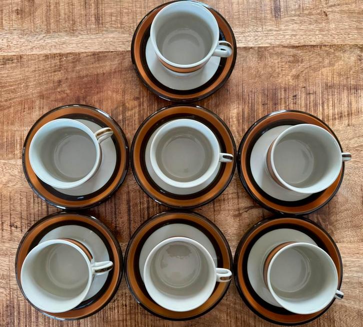 Rörstrand “Annika” kop en schotel set – 7 stuks, Antiek en Kunst, Antiek | Servies los, Ophalen of Verzenden