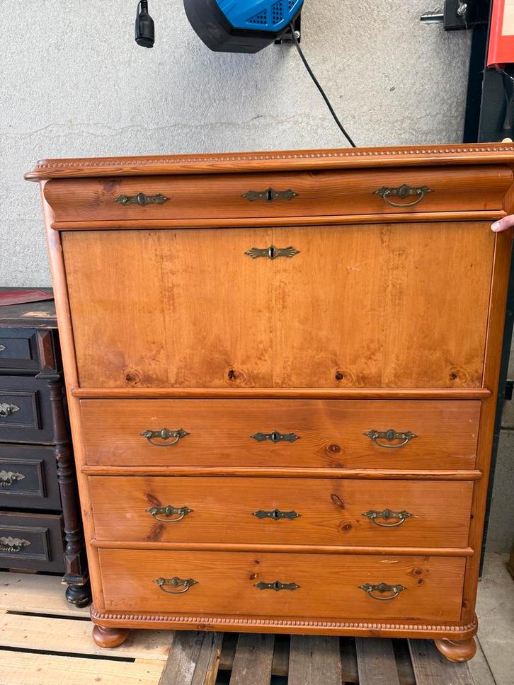 Antieke Zweedse Grenen Secretaire - Circa 1900, Antiek en Kunst, Antiek | Meubels | Kasten, Ophalen