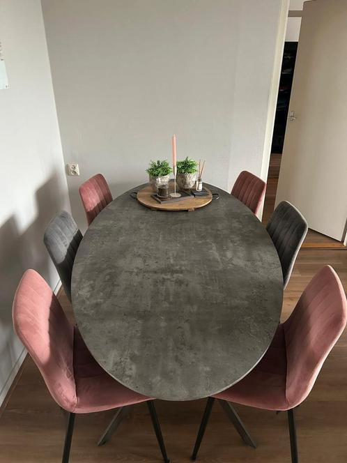 Ovale eettafel | Industrieel design | 200x100 cm, Huis en Inrichting, Complete eetkamers, Zo goed als nieuw, 6 tot 8 stoelen, Ophalen