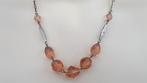 Art Deco Ketting Oud-Roze Grote Crystals. GRATIS Verzending., Verzenden, Overige materialen, Ketting