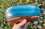 Bonsai schaal ovasl blauw geglazuurd gemerkt 24,6x17,1x7, Tuin en Terras, Bloempotten, Ophalen of Verzenden, Zo goed als nieuw