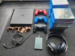 Playstation 4 slim 500 GB - Headset - HD - 26 Games, Ophalen, 500 GB, Zo goed als nieuw, Met 3 controllers of meer