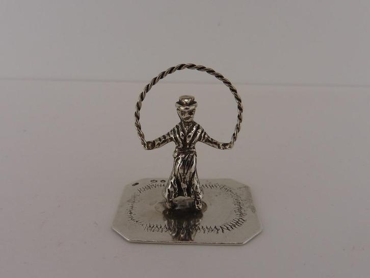 Zilveren miniatuur Touwtjespringen                      Z163, Antiek en Kunst, Antiek | Goud en Zilver, Zilver, Ophalen of Verzenden