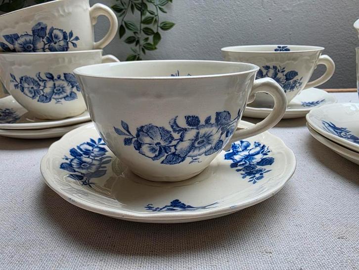 GROTE kop schotel Rhodia oud blauw gebloemd, Antiek en Kunst, Antiek | Servies los, Ophalen of Verzenden