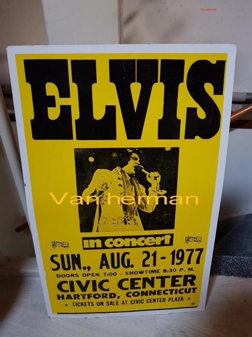 Elvis concert Promo bord 1977 Hartford Civic Center, CT Teab, Verzamelen, Muziek, Artiesten en Beroemdheden, Gebruikt, Poster, Artwork of Schilderij