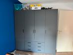 Grote antraciet kledingkast - 4 deurs, Huis en Inrichting, Ophalen, Overige materialen, Gebruikt, Met lade(s)
