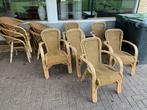 Partij van ca. 40 Riet Tuinstoelen, Ophalen, Gebruikt, Bruin, Riet of Rotan