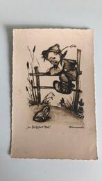 Oude HUMMEL kaart. Jongen op hek, kikker, Ophalen of Verzenden, 1940 tot 1960, Kinderen