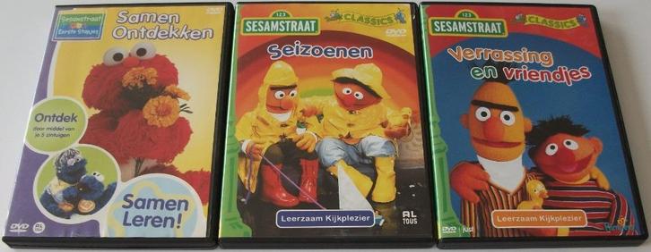 Dvd *** SESAMSTRAAT *** 3 stuks, Cd's en Dvd's, Dvd's | Tekenfilms en Animatie, Zo goed als nieuw, Overige soorten, Overige typen