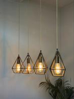 Gouden hanglamp met 4 lampen sfeervolle eettafel verlichting, Huis en Inrichting, Lampen | Hanglampen, Ophalen of Verzenden, Gebruikt
