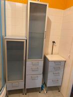 3 blauwe Ikea kasten voor de badkamer, Huis en Inrichting, Badkamer | Badkamermeubels, Ophalen, (Half)hoge kast, Minder dan 50 cm