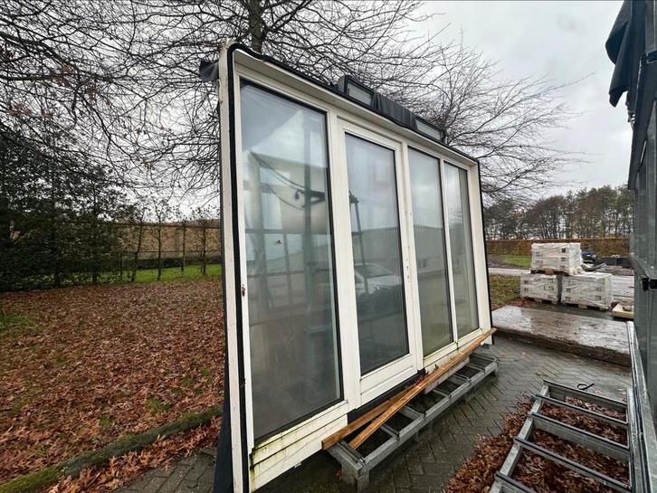 Bieden!! Grote Houten Schuifpui (240x345 cm), Doe-het-zelf en Verbouw, Kozijnen en Schuifpuien, Zo goed als nieuw, Schuifpui, Hout