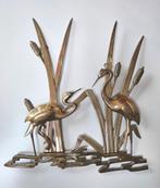 Vintage Hollywood Regency messing kraanvogels wandsculptuur, Ophalen of Verzenden