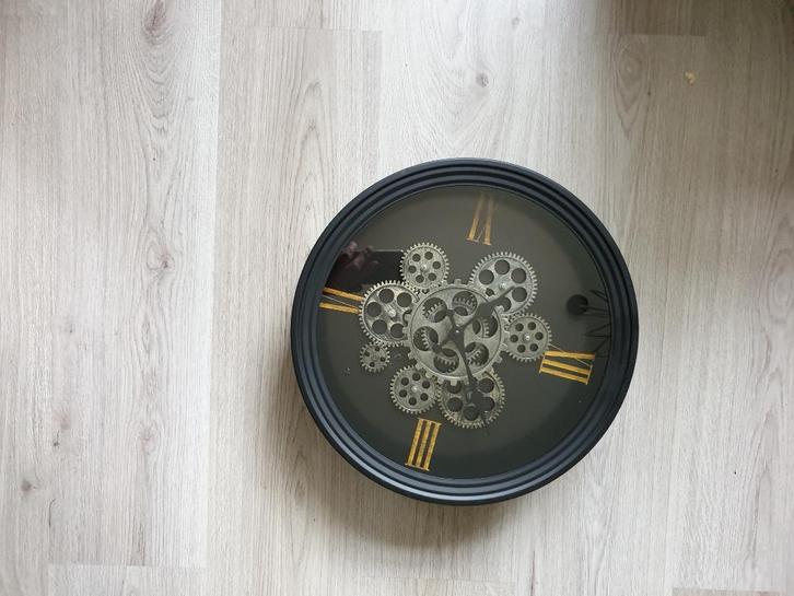 klok industrieel zwart radar tandwiel klok 37 cm nieuw, Huis en Inrichting, Woonaccessoires | Klokken, Nieuw, Wandklok, Ophalen of Verzenden