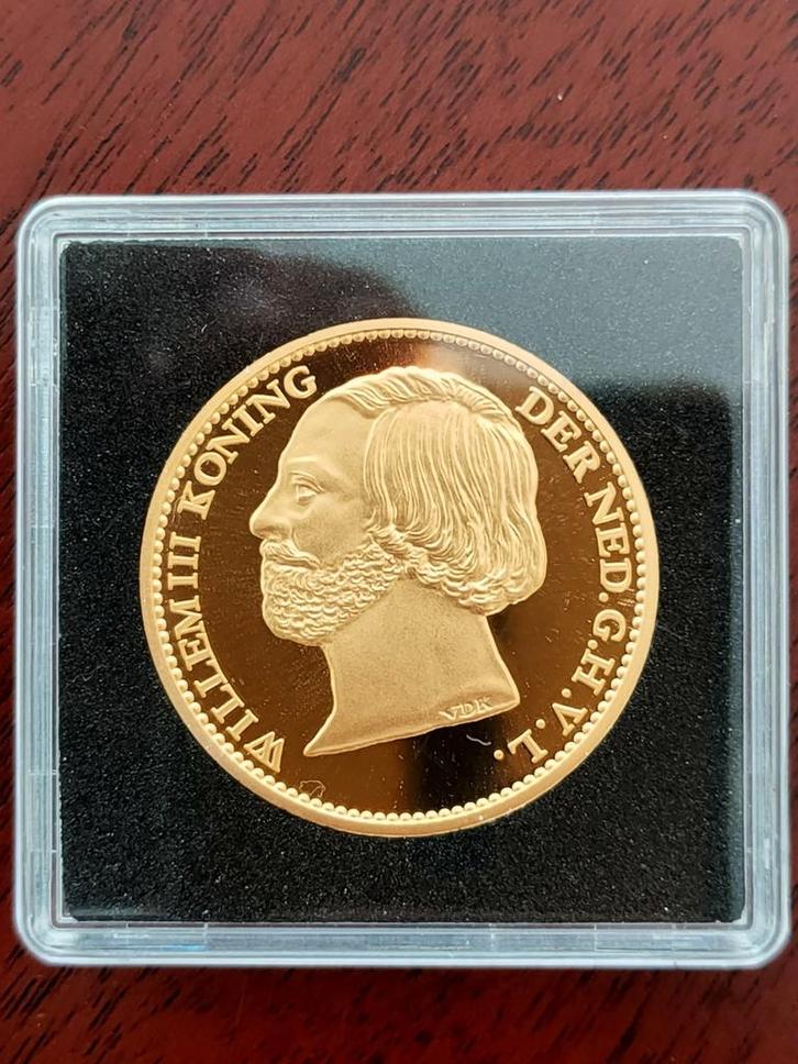 10 Gulden – Willem III 1850 Vergulde Replica Munt, Postzegels en Munten, Munten | Nederland, 10 gulden, Koning Willem III, Goud