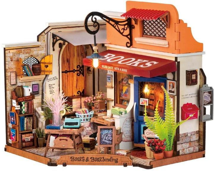 Robotime Corner Bookstore, Hobby en Vrije tijd, Knutselen, Nieuw, Ophalen of Verzenden