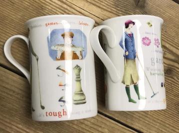 2x porseleinen mokken ‘Spice of life’  beschikbaar voor biedingen