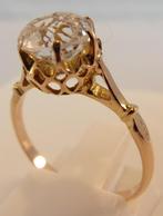 Antieke 14 karaat geelgouden ring met briljantgeslepen CZ, Verzenden, Goud, Ring, Met edelsteen