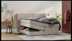 King size bed with headboard & topper, Huis en Inrichting, Slaapkamer | Bedden, Blauw, 180 cm, Modern, Stof