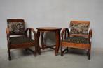 Art deco fauteuils met bijzettafel, Ophalen, Hout, 75 tot 100 cm, Zo goed als nieuw