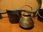Antiek blikken keteltje met emmertje voor kind pop Beer, Ophalen of Verzenden