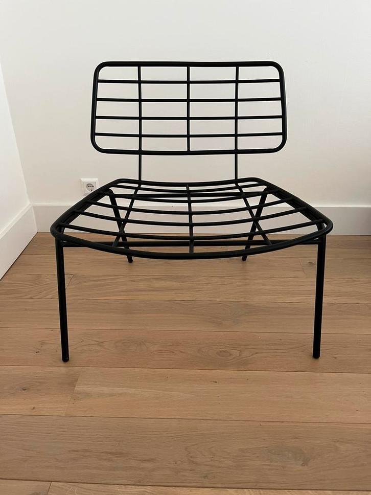 Bloomingville stalen loungestoel Mesh, Huis en Inrichting, Stoelen, Gebruikt, Eén, Metaal, Zwart, Ophalen