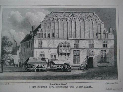 25 / Arnhem  het Stadhuis  Litho  1846, Antiek en Kunst, Kunst | Litho's en Zeefdrukken