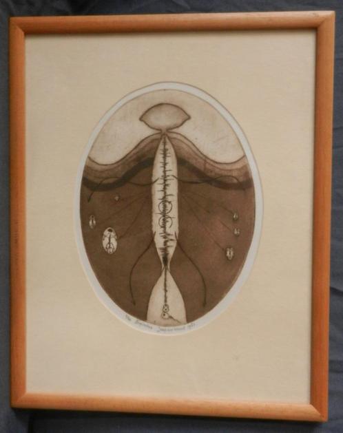 Ets Titel Sapientes (Bevruchting) Jaap Berkhout 1981 21x16 c, Antiek en Kunst, Kunst | Etsen en Gravures, Ophalen of Verzenden