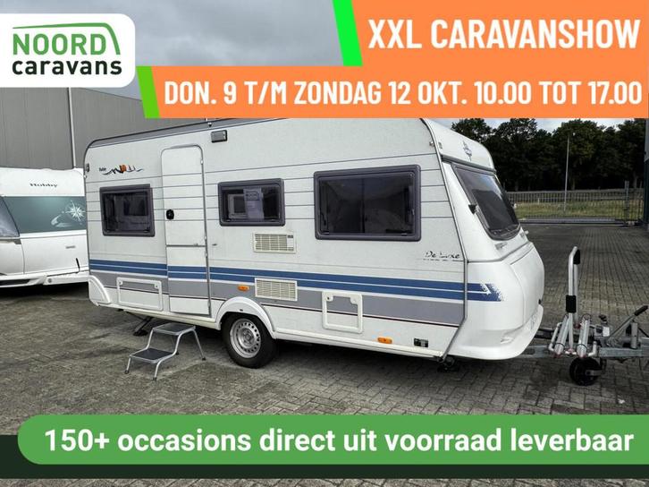 Hobby De Luxe 450 4 PERS + VOORTENT + WC, Caravans en Kamperen, Caravans, Bedrijf, tot en met 4, 1000 - 1250 kg, Hobby, 6 tot 7 meter