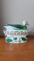 Oude Chinese duck terrine, vintage Chinese Famille Rose, Antiek en Kunst, Antiek | Keramiek en Aardewerk, Ophalen of Verzenden