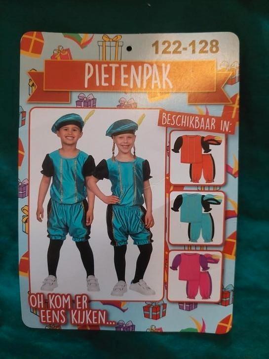 Pietenpakje blauw zwart maat 116-122-128, Diversen, Sinterklaas, Zo goed als nieuw, Ophalen of Verzenden
