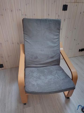 Poang Ikea fauteuil stoel antraciet/bruinig