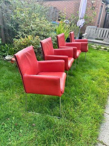 Design eetkamerstoelen leer & RVS –4 stuks, stevig, stijlvol beschikbaar voor biedingen