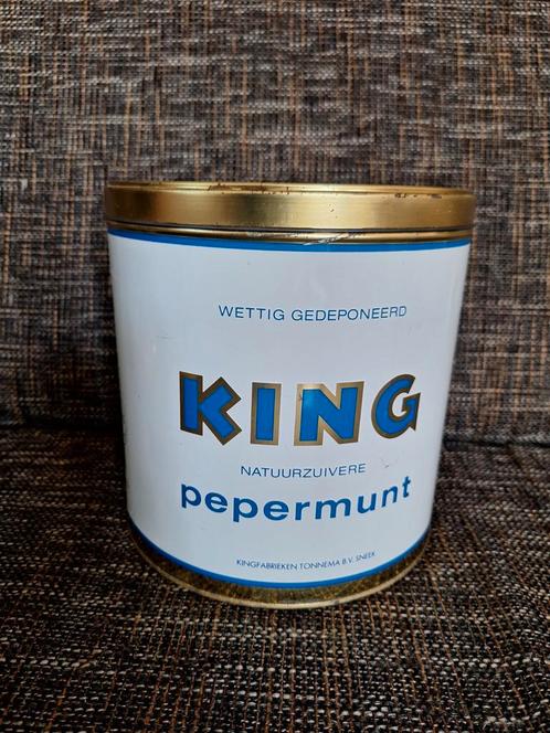 Oud voorraadblik van King-Pepermunt, Verzamelen, Blikken, Gebruikt, Overige, Overige merken, Ophalen of Verzenden