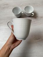 Rörstrand Swedish Grace mokken wit 3 stuks, Ophalen, Zo goed als nieuw, Kop(pen) en/of Schotel(s)