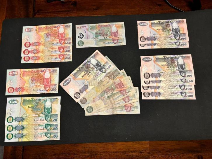 Verzameling gecirculeerde bankbiljetten Zambia (1992-2008), Postzegels en Munten, Munten en Bankbiljetten | Verzamelingen, Bankbiljetten