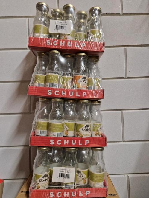 Schulp sapflessen 0,2L - Eenmalig gebruikt/ weck flesjes, Verzamelen, Glas en Borrelglaasjes, Ophalen of Verzenden
