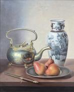 E.P. Moleveld (1946) - Stilleven met ketel, vaas en peren, Ophalen of Verzenden