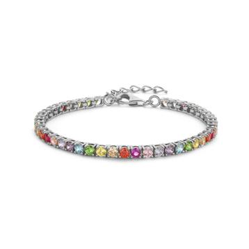 Zilveren New Bling armband met zirkonia's rainbow beschikbaar voor biedingen
