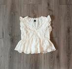 Witte broderie peplum top - maat xs, Verzenden, Wit, Nieuw, Zonder mouw