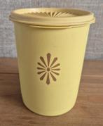 Tupperware trommel met sterdeksel Geel met Bruine bloem., Huis en Inrichting, Keuken | Tupperware, Ophalen of Verzenden, Bruin