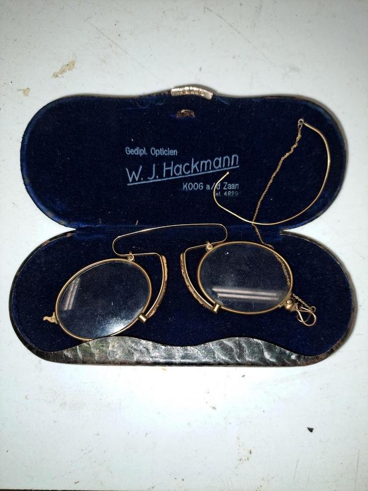 Antieke Neusbril  Lorgnet W.J. Hackman Koog ad Zaan met Doos, Antiek en Kunst, Antiek | Overige Antiek, Ophalen of Verzenden