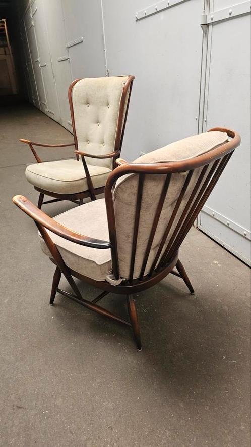 Set van 3 vintage ercol design stoelen, Huis en Inrichting, Fauteuils, Gebruikt, Hout, Minder dan 75 cm, Ophalen