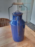 oude grote emaille blauwe kan, Ophalen of Verzenden