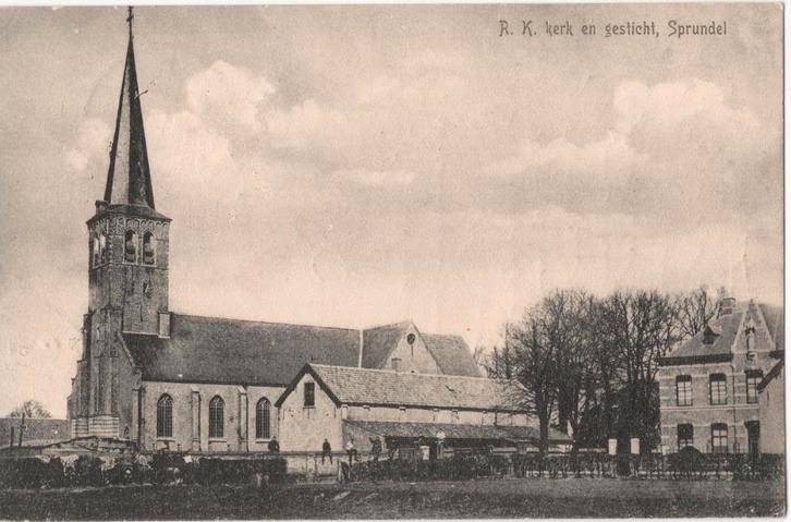 2 oude ansichtkaarten Sprundel, Verzamelen, Ansichtkaarten | Nederland, Gelopen, Noord-Brabant, Voor 1920, Ophalen of Verzenden