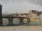 Kleine kleuren prent Trinita brug Florence Italie n.18e eeuw, Antiek en Kunst, Curiosa en Brocante, Verzenden