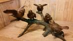 5 VOGELS OP TAK / bronzen beeld / nieuw, Dierenbeeld, Nieuw, Info@huisentuindecoratiemarie.nl, Huis en tuin decoratie marie