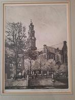 westertoren amsterdam Jan van Rijsewijk, Antiek en Kunst, Kunst | Etsen en Gravures, Ophalen of Verzenden